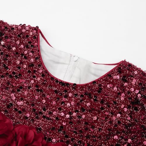 Uhnice Girls Sequin Tulle Flower Girl Dress with Detachable Bow for Wedding Birthday Party3