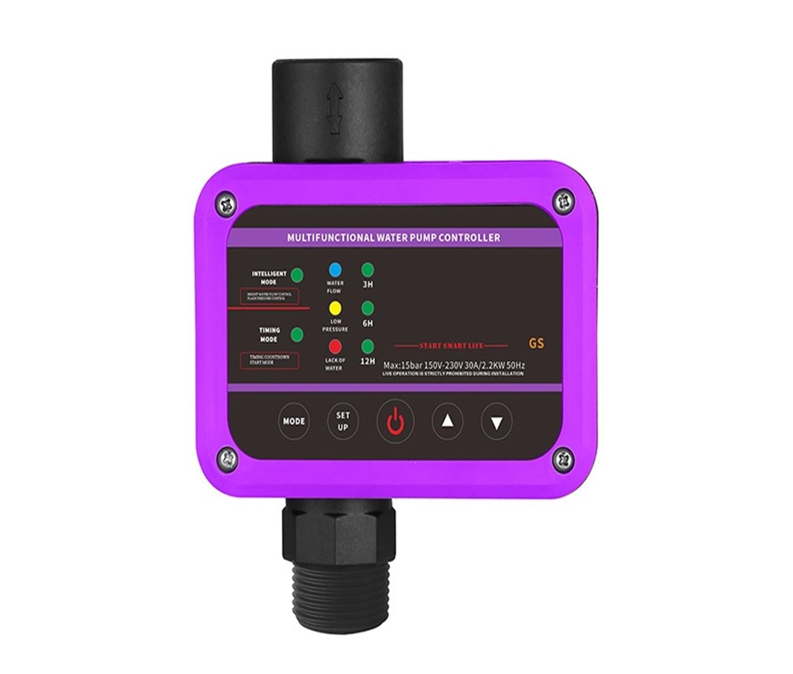 Manómetro, Interruptor de presión Tipo Gs bomba agua, 10A 15A 25A Controlador automático(Purple)