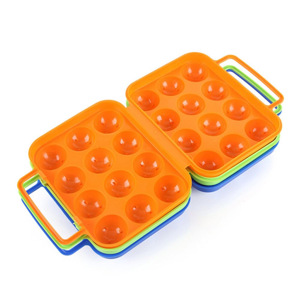 Porta huevos, plástico naranja, rectangular, con capacidad para 12 huevos, portátil para cocina, almacenamiento de picnic 3