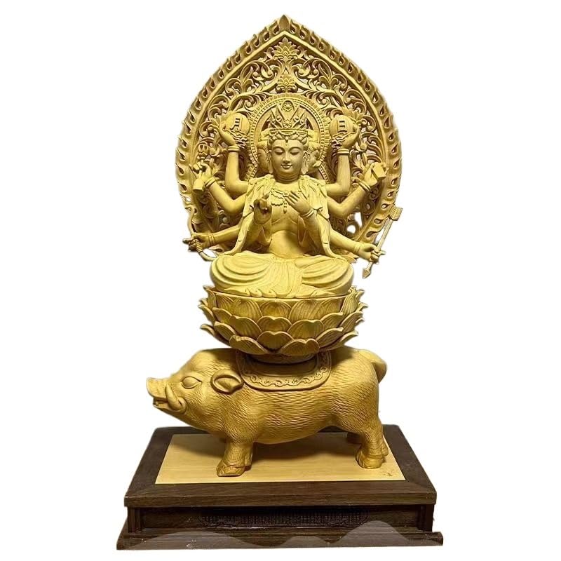 仏教美術 騎猪仏母菩薩 魔利支天護法仏像 銅製 仏像 彫刻 置物 開運 風水 仏教美術 騎猪仏母菩薩 魔利支天護法仏像 銅製 仏像 彫刻 置物