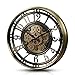 CLXEAST 21 Inch Industrial Moving Gears Wall Clock,Modern Farmhouse Arabic Numeral Battery Operated Silent Wall Clock for Living Room Decor,Brushed Gold,House Warming Gifts New Home