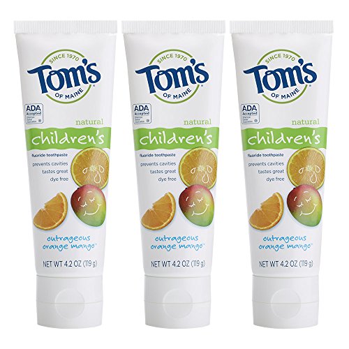 Tom's of Maine Anticavity Fluoride Children's Toothpaste, Kids Toothpaste, Toothpaste for Kids, Outrageous Orange-Mango, 4.2 Ounce (Pack of 3)
