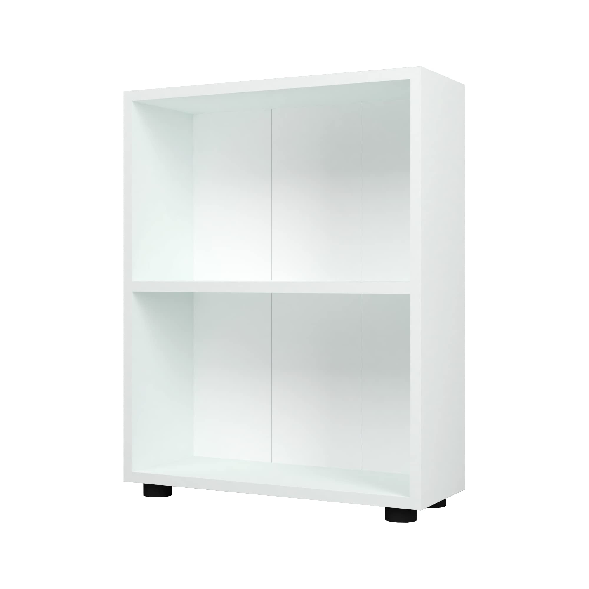 [en.casa] Regał na książki Vara z miejscem do przechowywania, regał do salonu, 72 x 55 x 20 cm, ścianka działowa z 2 poziomami, regał stojący, regał do przechowywania, biały
