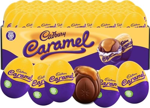 Cadbury Easter Caramel Creme Egg Milk Chocolate Filled With Creamy Filling (Pack of 50) Chocolate Cadburys Creme Eggs Caramel Eggs & White Creme Egg - Easter Egg Hunt Kids Easter Eggs