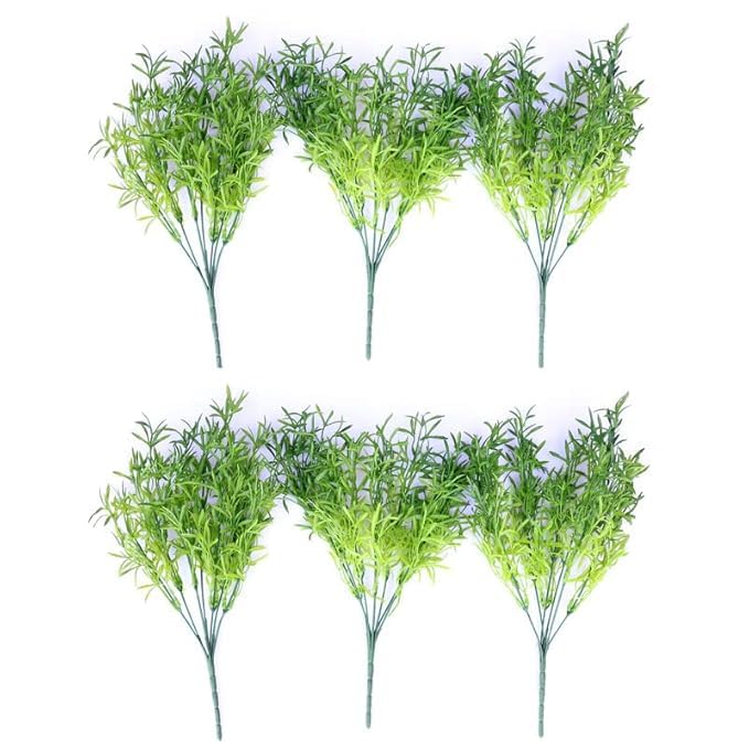 PremiumAV Artificial Green Leaf Bushes for Home Decor – Realistic Plastic Foliage Stems for Indoor Plants & Vases (Pack of 6)-image-21