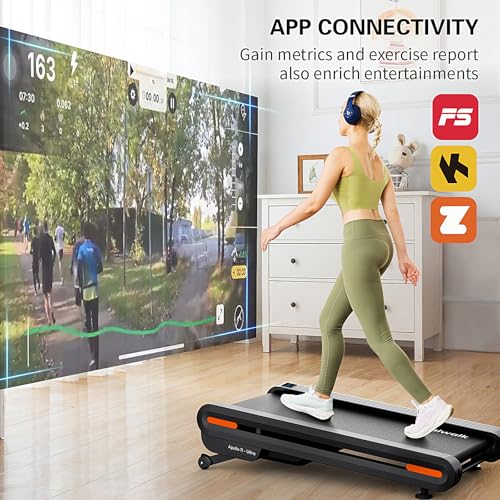Image of Vitalwalk Walking Pad Treadmill with Incline, 43 inchx18 inch Wide Full Deck, Auto Incline, Portable Under Desk Treadmills for Home Office, 4-Way Mobility & Vertical Store, Heavy Duty, APP