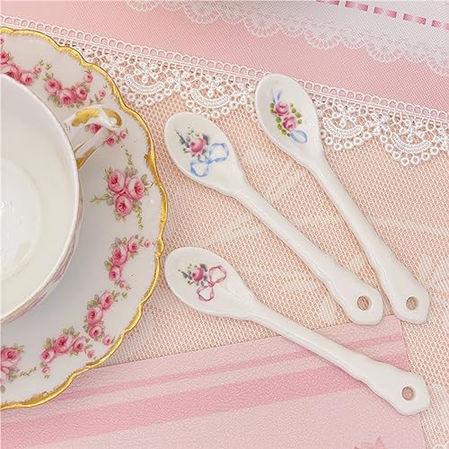 Cuillères rétro en céramique rose pour réenchanter le café