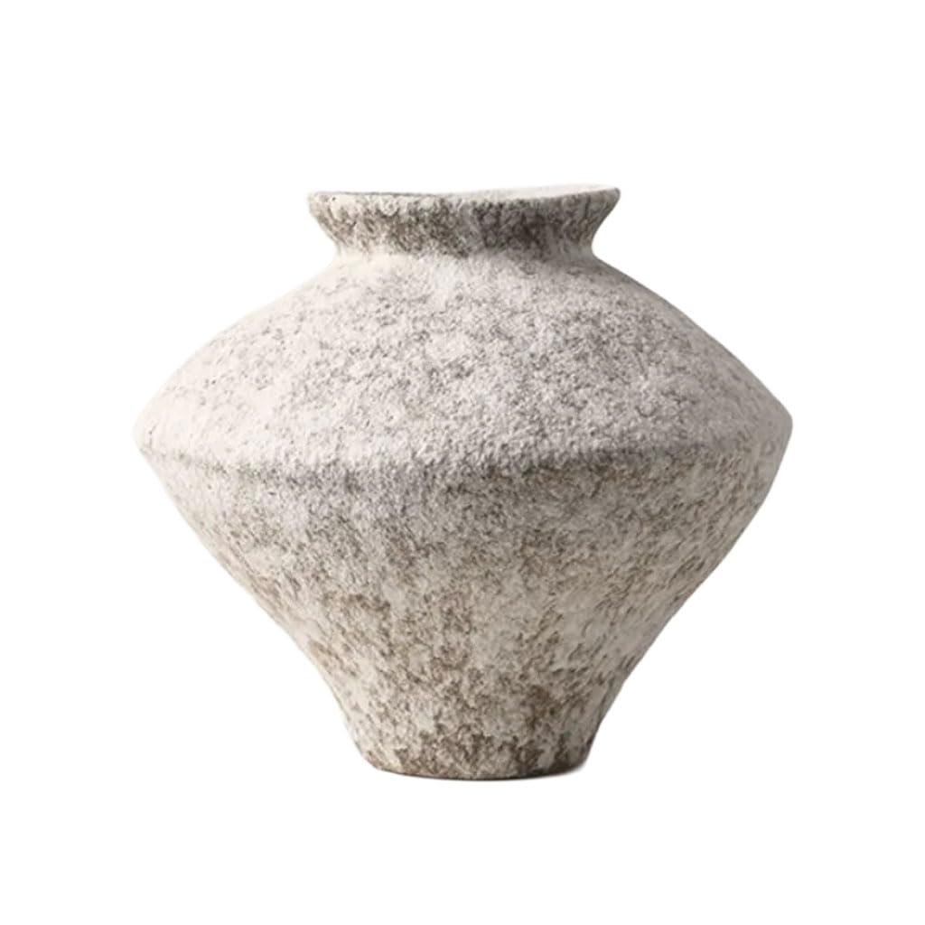 HRGKLMN Vase Handcrafted Wabi-Sabi Ceramic Vase in Stone Look, Minimalist Flower Vase Table Decoration for Dried Plants Natural Branches Home Accessories & Decor,A,L