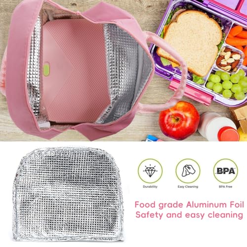 Image of Zibuyu Nylon Lunch Bag for School Kids Girls, 3D Unicorn Design (Pink) | Thick Aluminum Foil Insulated Portable Tiffin Bag with Hot & Cold Storage for Office, School, Picnic(23X14X19 Cm /500 Ml)