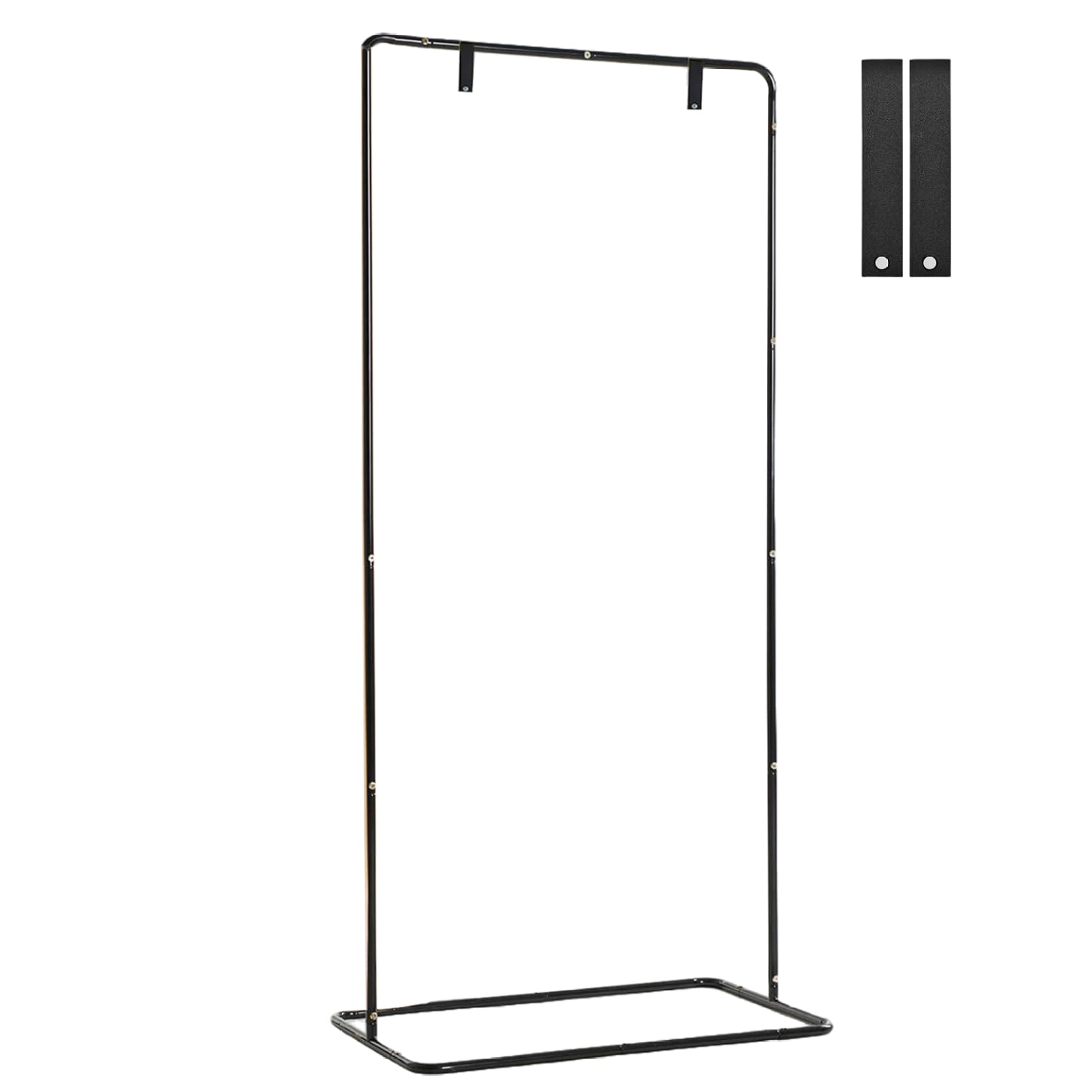Licsaliwe Welcome Sign Stand Adjustable Iron Wedding Sign Holder with Leather Straps, Square Welcome Easel Stand for Wedding Decor Black