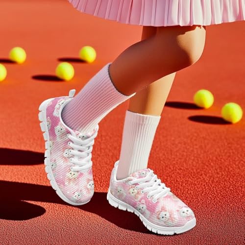Forchrinse Girls Tennis Shoes Lightweight Lace-up Running Walking Sneakers for Little Kid/Big Kid4