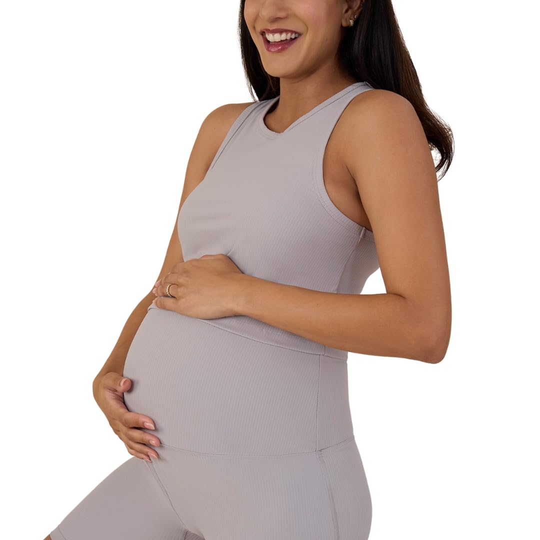 Motherhood Maternity Womens Ribbed Crop Racerback Pregnancy Workout Tank Top