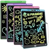 4 Packs Tableta Escritura LCD Color, Electight 12 Pulgadas Tablet Escritura Pantalla Colorido Infantil, Juguetes Educativo Niños con Borrable y Bloqueo Función, Azul+Rosa+Morado+Verde