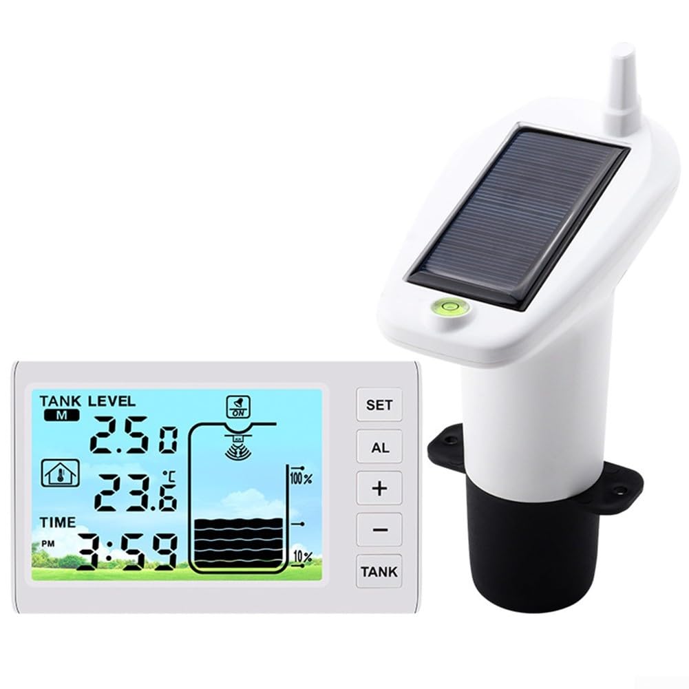 Medidor digital de nivel de agua para tanque de agua, transmisor de sensor de nivel de agua, monitor de nivel de agua de carga solar multifuncional