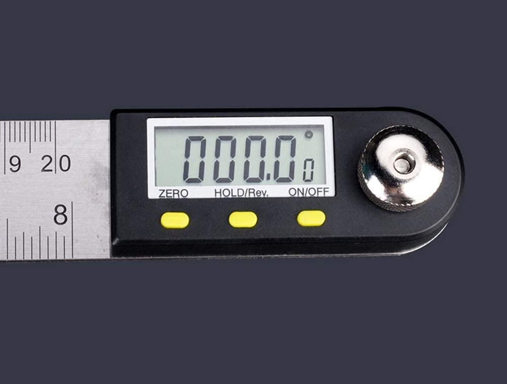 WJJ Righello dell'angolo Digitale da 0-200mm con Display LCD, Finder Angolo in Acciaio Inox 0-360 Gradi, metrica e Imperiale Inclinometro Goniometro Righello