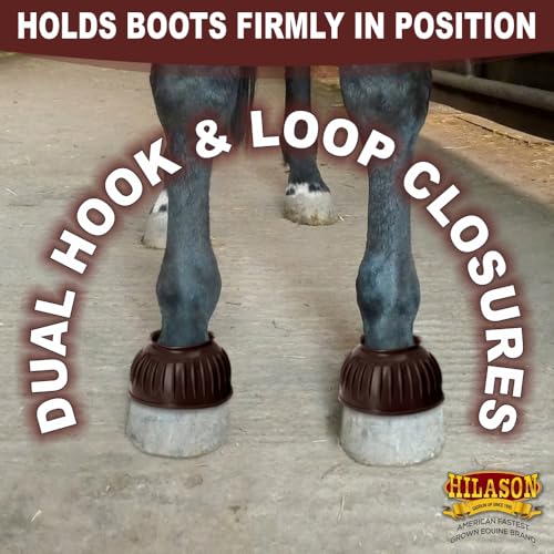 Image of HILASON Western Horse Rubber PVC Ribbed Double Hook and Loop Bell Boots Training Protective Shock Absorbing Leg