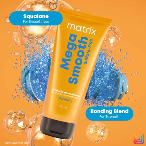 Image of Matrix Mega Smooth Sulfate-free Conditioner with Squalene and Bonding Blend for Gentle Care and Bond Repair | Smoothens Hair | Safe for Chemically Treated Hair | 200ml