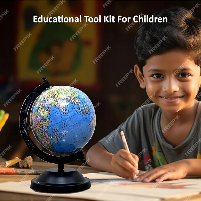 COSMIC GLOBE EXPORTS Educational 5 Inch Political Metal Arc Base STEM Globe with Magnifying Glass for Kids (Blue) 3