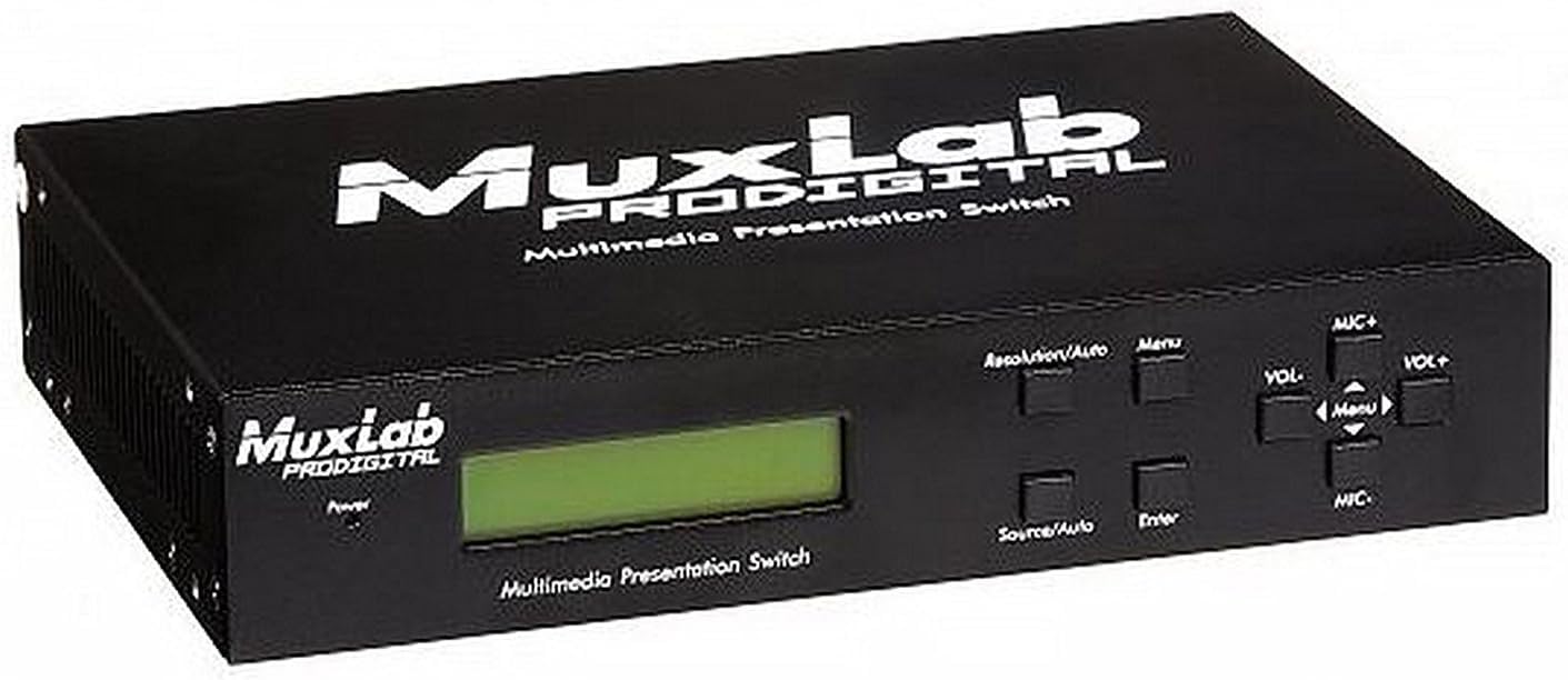 Muxlab 5x1 HDMI/HDBT Presentation Switch | Versatile 5-in-1 Scaler & Switcher for Professional AV Systems| HDMI, VGA, Composite Video, Component Video