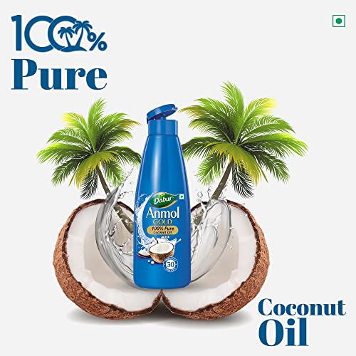 Image of Dabur Anmol Gold 100% Pure Coconut Oil - 550ml | Natural | Nariyal Tel | Handpicked Sundried Coconuts | Multipurpose Oil (Pack of 3)