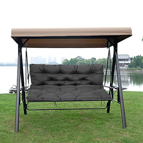Cojines de banco de hamaca de jardín resistentes al agua para banco de 2-3 plazas con correas gris oscuro muebles de patio al aire libre cojines de asiento con respaldo 150 x 100 x 10 cm
