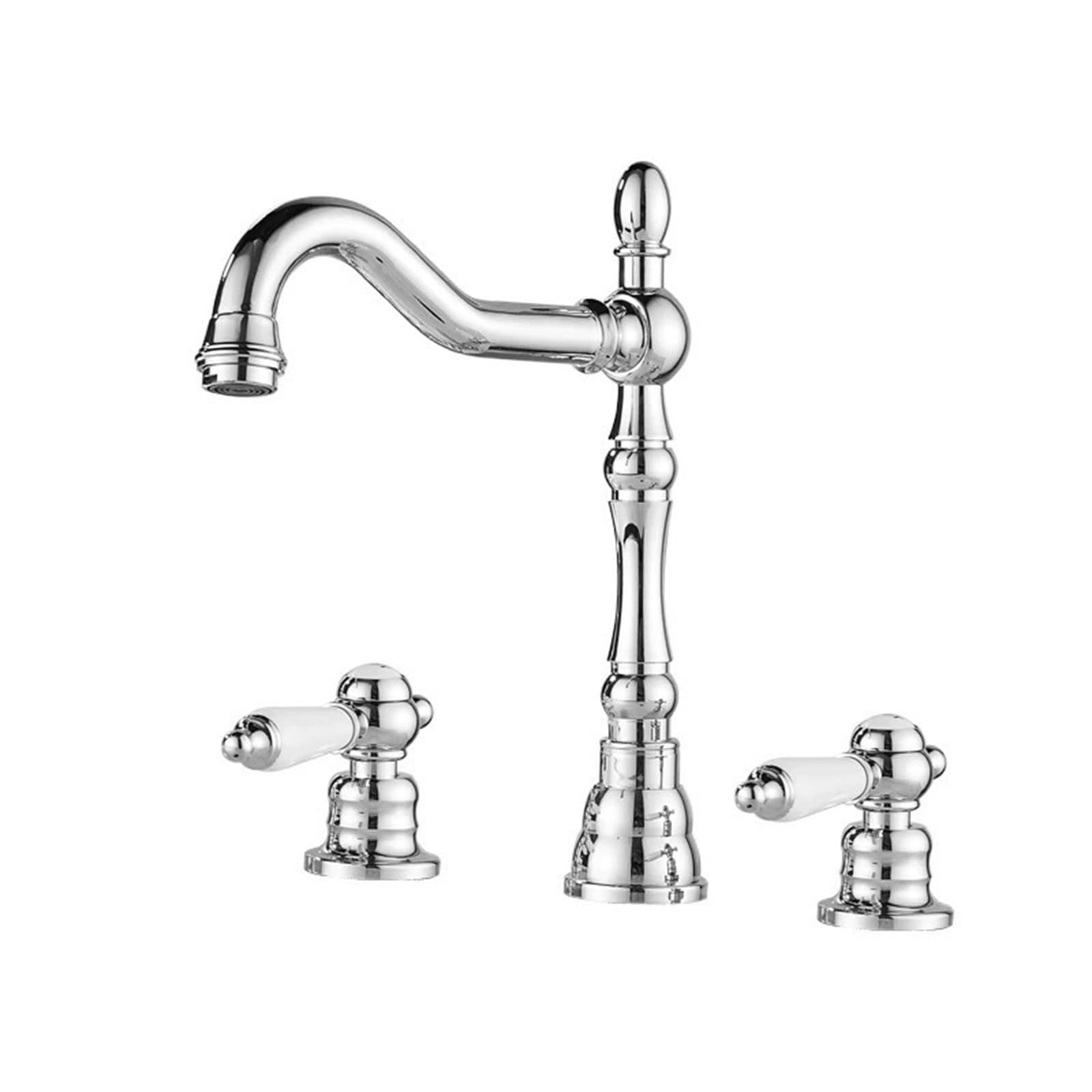 ZQFHSX 3 Hole Basin Mixer Faucet, Bathroom Sink Faucets Chrome Plated Faucet Brass Faucet-Chrome
