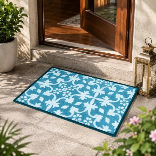 Image of Matz&More Anti Slip Multipurpose Floor Mat, 40x60cm, for Door, Entrance, Bathroom, Bedroom, Kitchen, Office, Tiles Turqoiuse