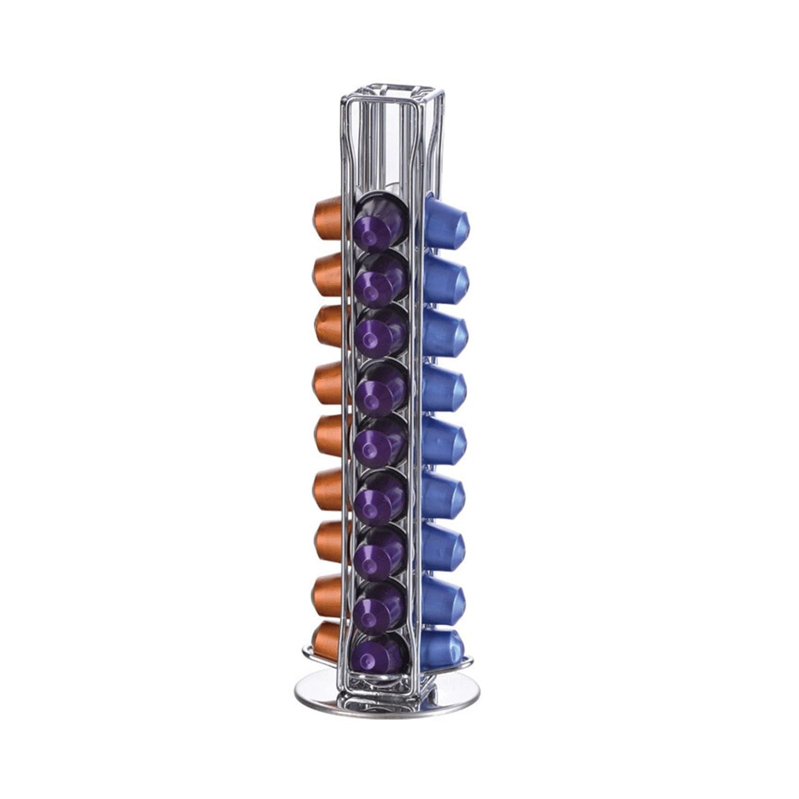 Soporte for cápsulas de café, Compatible con Nespresso, | Carrusel de cápsulas de café giratorio 360 60 cápsulas de café(40-Slivery)