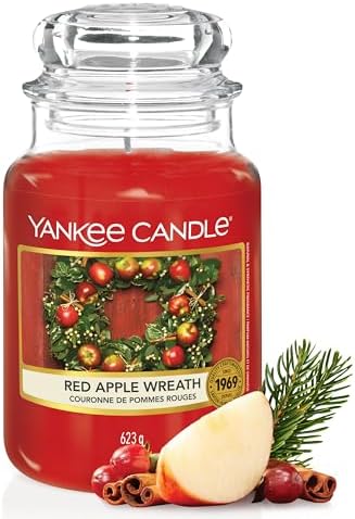 Yankee Candle Red Apple Wreath Large Jar Scented Candle Burn Time...