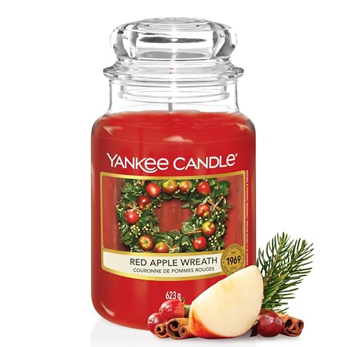 Yankee Candle Scented Candle | Red Apple Wreath Large Jar Candle | Long Burning Candles: up to 150 Hours