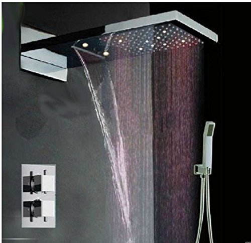 Ensemble de douche thermostatique Gowe chrome avec pomme de douche LED de salle de bain