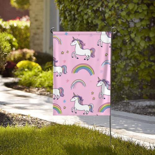 Drapeau de jardin licorne arc-en-ciel grand format double face 71x101 cm