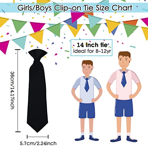 Mantieqingway Boys Clip On Ties 11/14inch Kids Black Necktie Pre-tied Toddler Tie for Graduation School Uniforms2