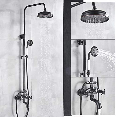 Robinet de salle de bain laiton noir haut de gamme avec ciel de pluie