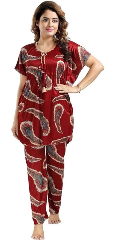 Women's Satin All Over Printed Night Suit-picture-29