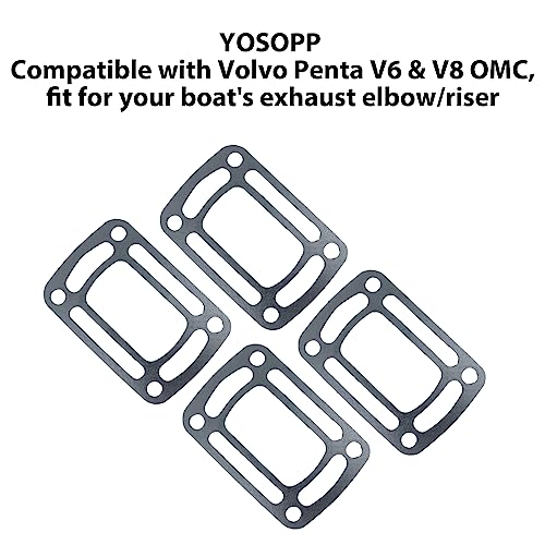Image of Gaskets for Volvo Engine - Aftermarket Exhaust Elbow Parts for Boat, OMC Cobra V6 V8 Manifold Riser 4pcs - 3850496 3863191 18-0943