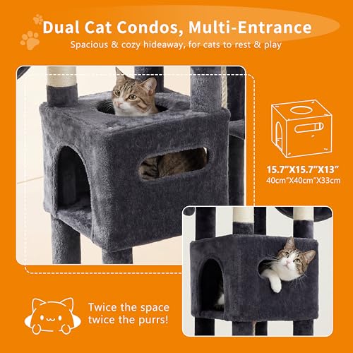 Rascador y casa para gatos grande y alto 74.8 in gris miniatura 5