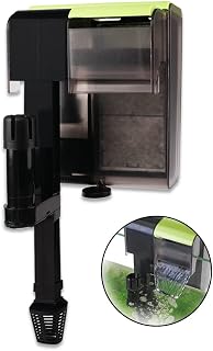 5W Hang-On Quiet Aquarium Filter: 130GPH Power Activated Carbon Wall Mounted Fish Tank Sponge Filter with Oil Surface Skimmer - Adjustable Water Flow Waterfall Filtration System for 10-20 Gallon
