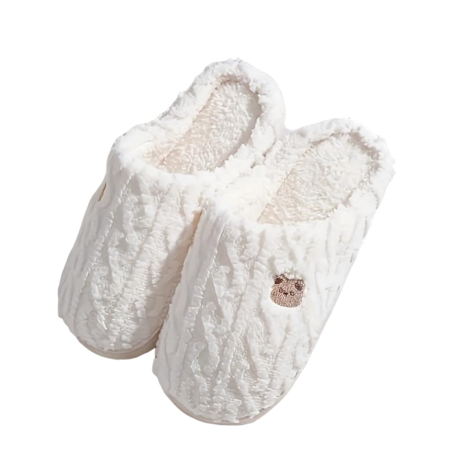 Women's Plush Winter Slippers, Comfortable and Warm Flat Plush Slippers, Comfortable Home Bedroom Slippers