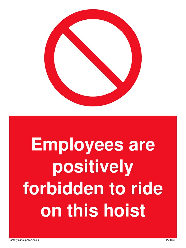 Pack of five - No Riding On Hoist Sign - 150x200mm - A5P