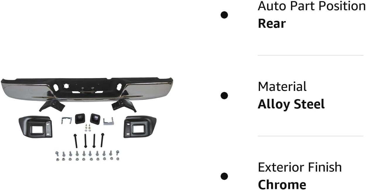 04-08 Dodge RAM 1500/04-09 RAM 2500 3500 Rear Step Bumper Chrome Assy with TOP PAD, with Bumper Brackets, with License Bulbs & Bulb Brackets, with Bumper Support