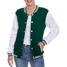 ACEFAST INC Womens Varsity Jacket Baseball Uniform Casual Long Sleeve Sport Bomber Jacket Coat