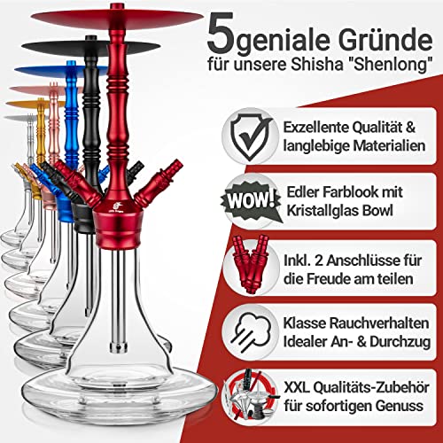 Little Dragon® Shisha Set Komplett - Shisha 2 Anschlüsse mit edlem Shisha Zubehör - Grandioser Durchzug und geniales… – Bild 3