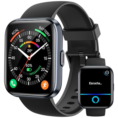 Woneligo Reloj Inteligente Hombre Mujer con Llamadas Bluetooth,1.8' Alexa Incorporado Smartwatch Hombre,con Pulsómetro,SpO2,Sueño,IP68 Impermeable,Reloj Deportivo Hombre de 100+ Modo, para Android iOS