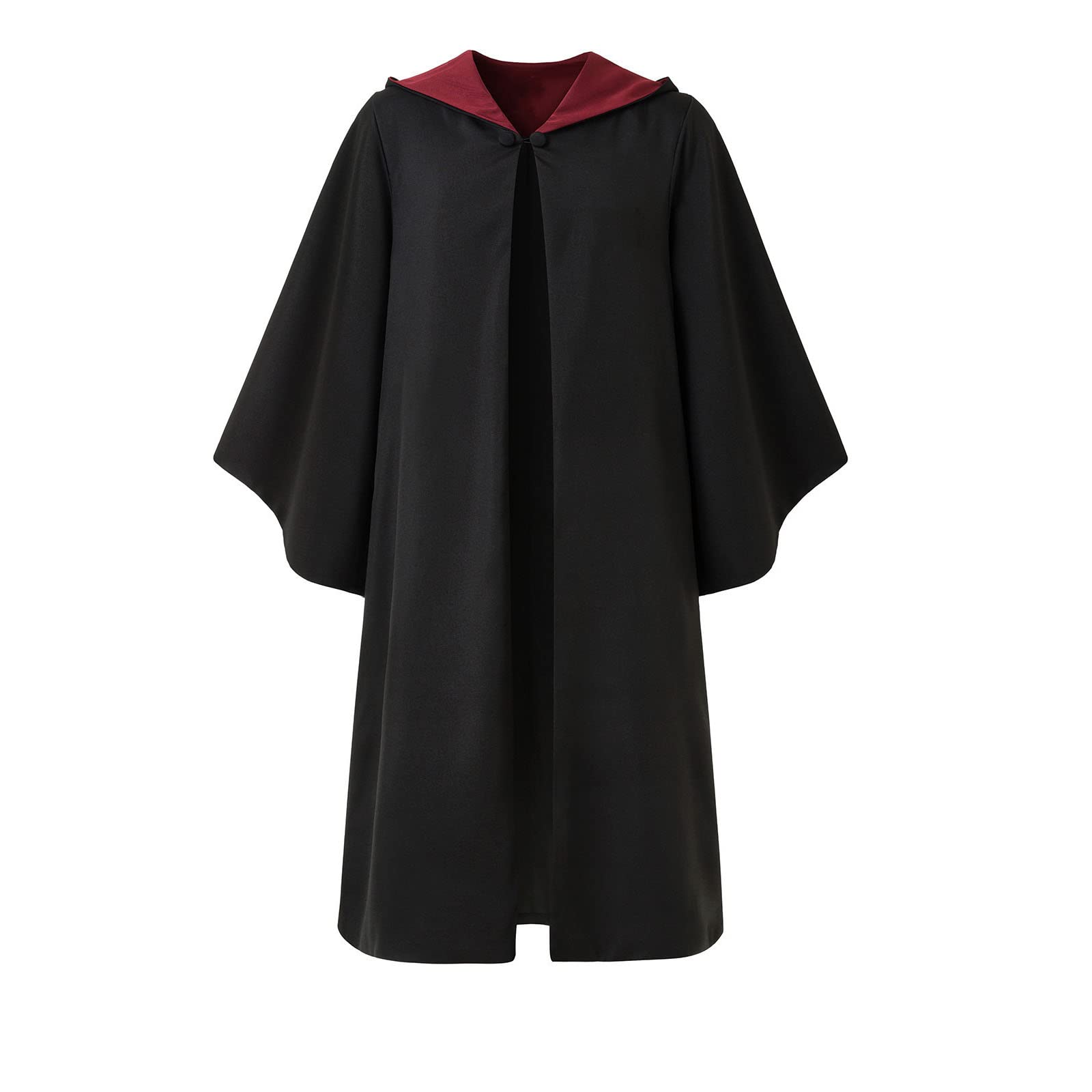 Magician Themed Hooded Cloak Adult Teens, Black Wizard Robes for Men Women,Halloween Movie Role Play Costume party Cape (Red, L)