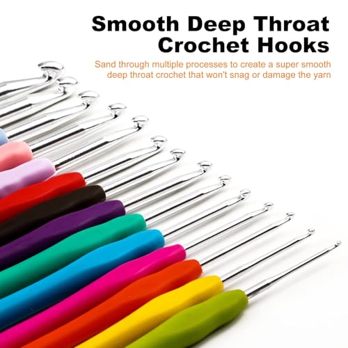 Image of KOKNIT 12 PCS Crochet Hooks, Ergonomic Handle Crochet Hooks Set for Arthritic Hands, Comfortable Smooth Crochet Needles Extra Long Knitting Needles with Stitch Markers (12PCS)
