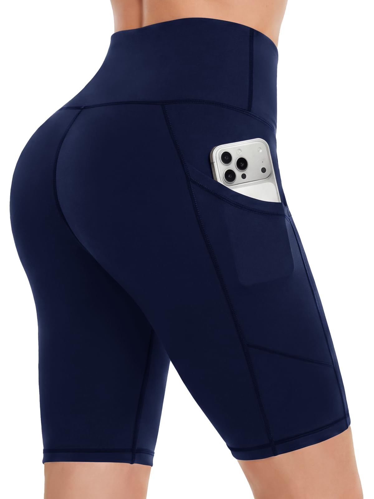 DDOBB Laufhose Damen Kurz mit Taschen Shorts Damen High Waist Blickdicht Radlerhose Sporthose Damen Kurz Leggings für Gym Fitness Outdoor Sommer