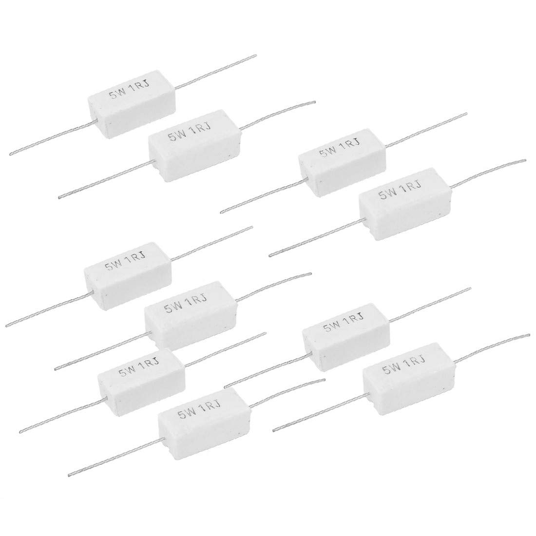 NEW LON0167 10 Pcs 5W Watt 1 Ohm J(5%) Ceramic Cement Power Resistor White(10 Stk. 5W Watt 1 Ohm J (5%) Keramikzement-Leistungswiderstand Weiß