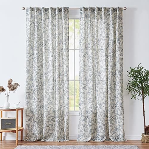 Vangao Leinenoptik Gardinen mit verdeckten Schlaufen Blumen Vorhänge Landhaus 140Bx210H(cm) Halbtransparente Fenster Vorhang für Wohnzimmer Schlafzimmer Badezimmer Pflanze 2 Panels Blau auf Beige Vangao Leinenoptik Gardinen mit verdeckten Schlaufen Blumen Vorhänge Landhaus 140Bx210H(cm) Halbtransparente Fenster Vorhang für Wohnzimmer Schlafzimmer Badezimmer Pflanze 2 Panels Blau auf Beige