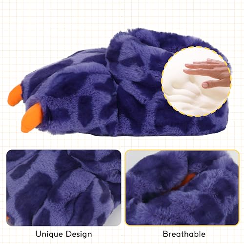 Image of Women Plush Animal Paw Slippers Funny Novelty Bear Claw Slippers Cozy Furry Warm Memory Foam Slippers Gifts for Halloween Christmas